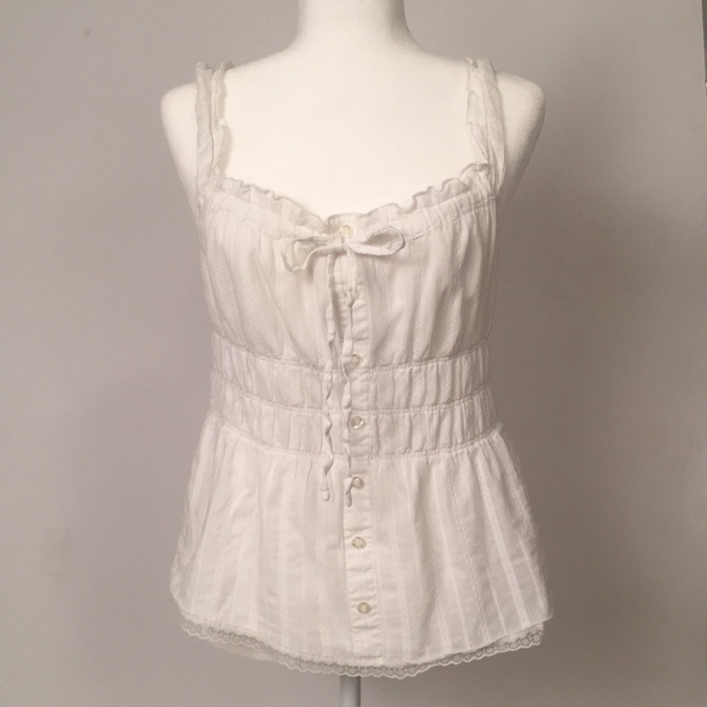 Sele White peasant style tank top M